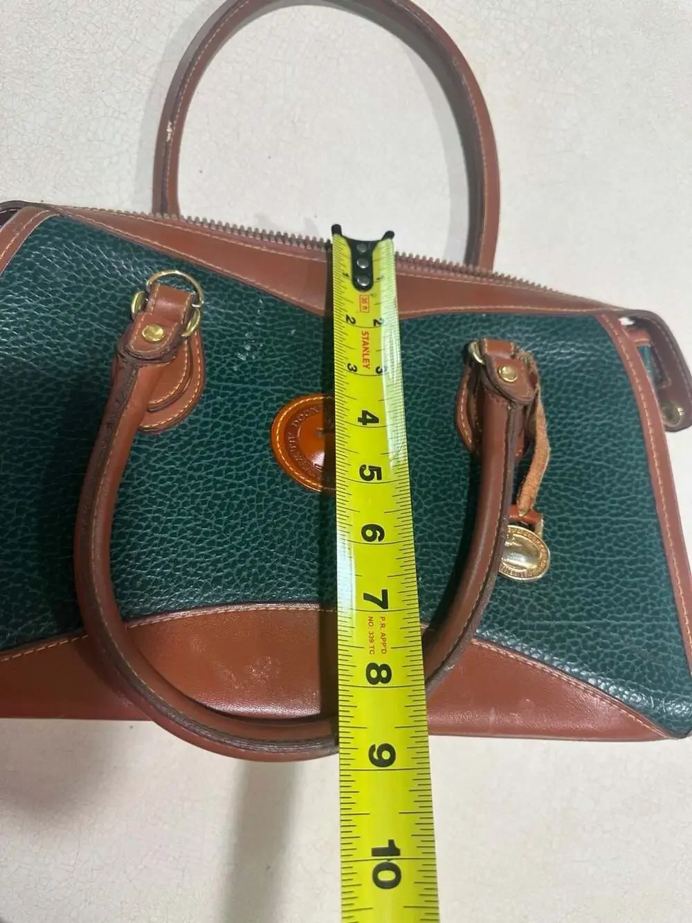 Vintage Dooney and Bourke Green and Brown Leather Purse/Handbag